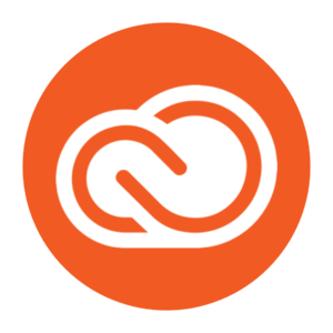 Orange circle with Adobe Creative Cloud logo