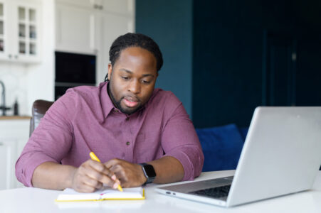 Man working on assignment