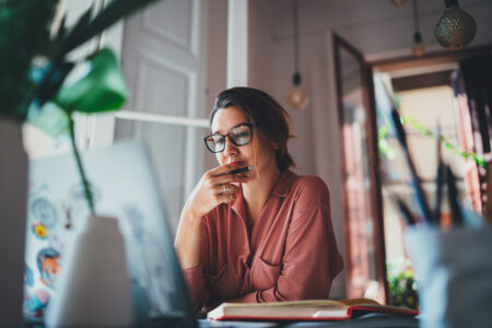 Woman working on a computer