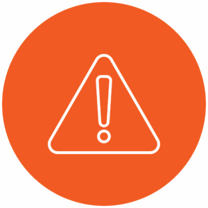 Orange icon that has a white triangle and exclamation point on it