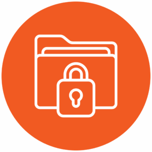 Orange icon that has a folder with a lock on it