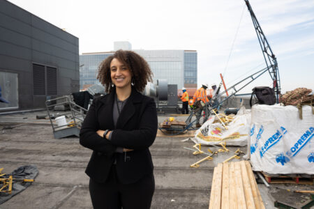 UTSA Online graduate Shalita Myrick at a construction site