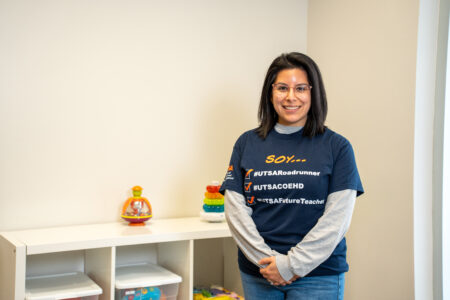 Woman standing in classroom