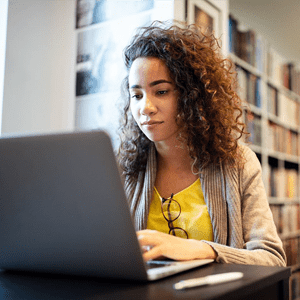 Online student with laptop