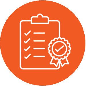 orange icon illustrating regulatory compliance. 